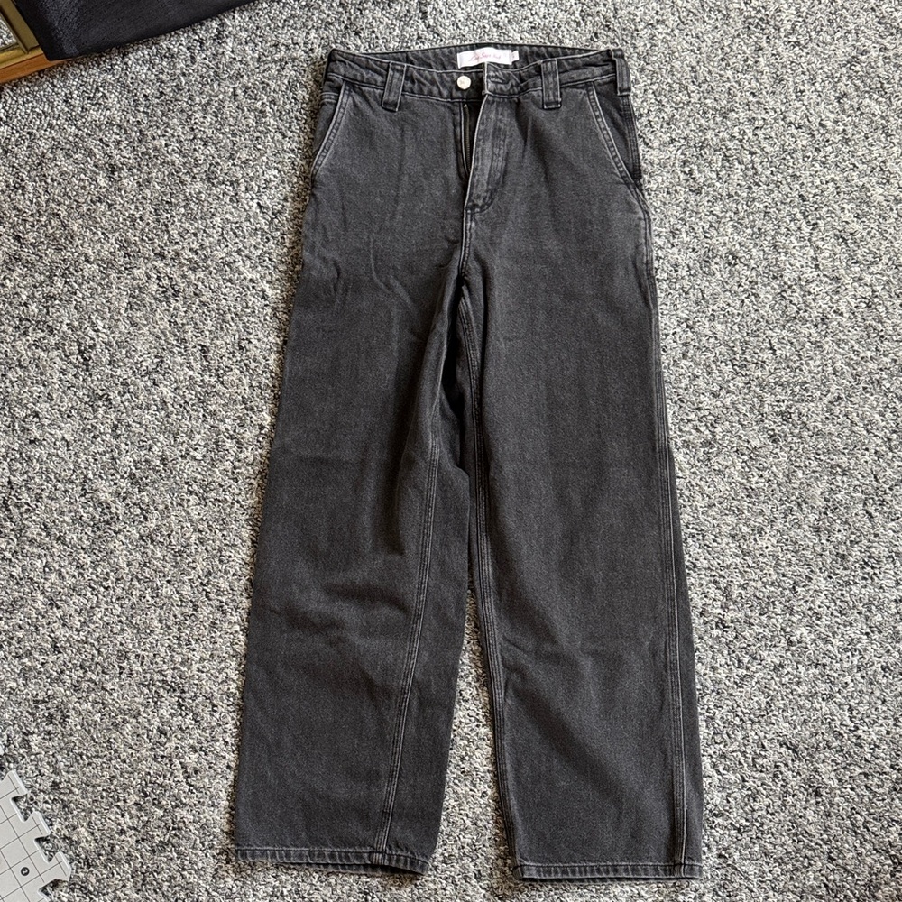 LISA SAYS GAH High-Rise Wide Leg Black Jeans